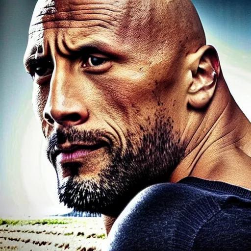 Image similar to Dwayne Johnson in a rob zombie film 4k quality super realistic