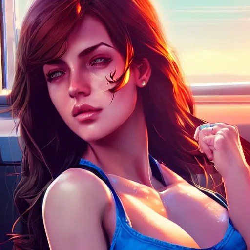 Prompt: portrait of a beautiful daisy duke from dukes of hazard, art by saruei and guweiz and ilya kuvshinov, digital art, highly detailed, intricate, sharp focus, trending on artstation hq, deviantart, pinterest, unreal engine 5, 4 k uhd image