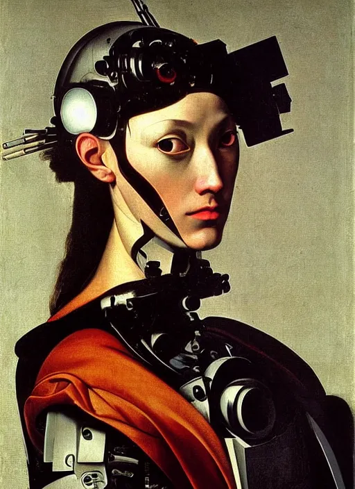 Prompt: a portrait of a cyborg by Caravaggio