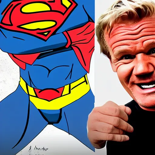 Prompt: gordon ramsey as superman