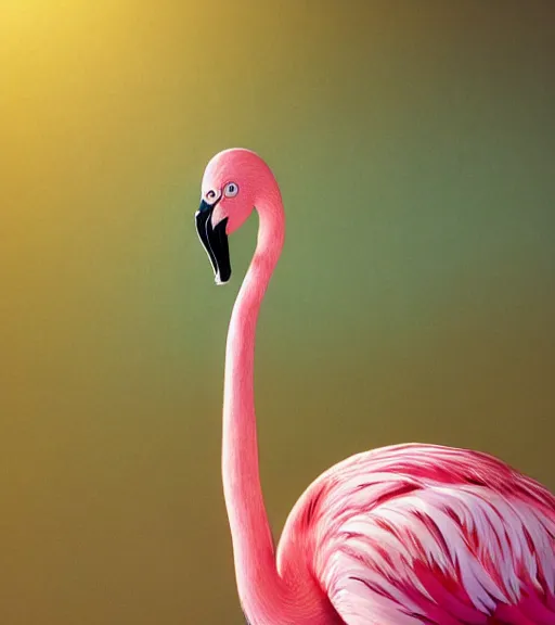 Pink Flamingo AI Portrait - BIG Wall Décor