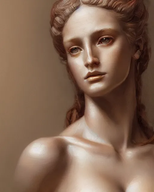 Image similar to portrait beautiful real woman as the venus de milo hyper realistic face, beautiful eyes, fantasy art, in the style of greg rutkowski, intricate, hyper detailed, smooth