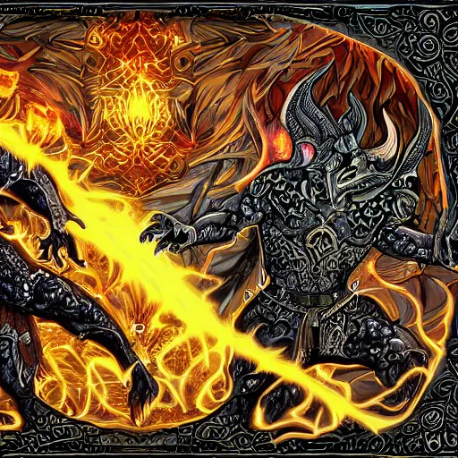 Image similar to the dark Lord fighting God, Digital art, cartoon, intricate details