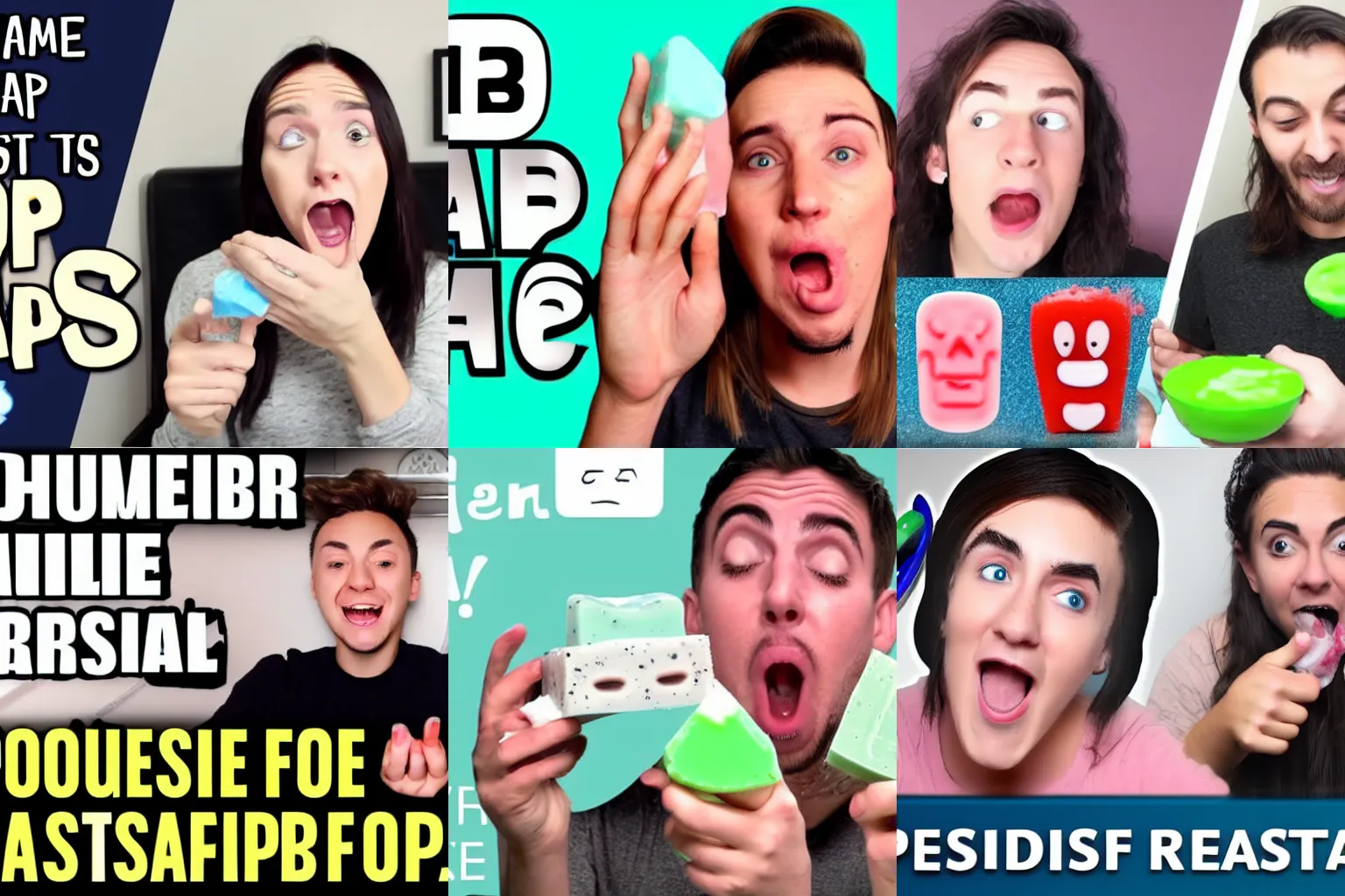 Prompt: Youtuber reacts to using soap for the first time, funny, hilarious, amusing, thumbnail,