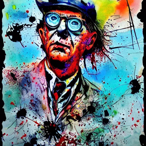 Image similar to the American dream, Ralph Steadman, ink splatter, psychedelic, surreal, detailed, 4k