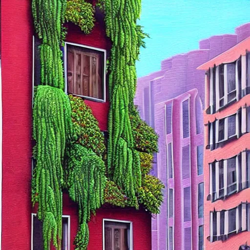 Image similar to Beautiful city of the future in harmony with nature. Plants on buildings. Nice colour scheme, soft warm colour. Beautiful detailed painting by Lurid. (2022)