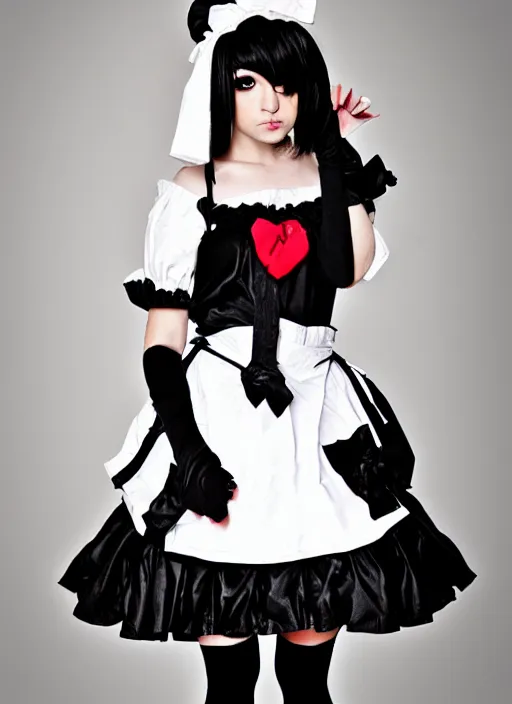 Image similar to emo girl in a maid outfit