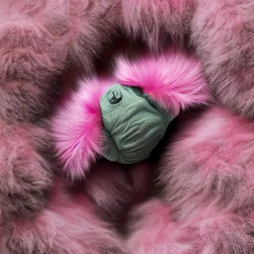 Image similar to A Tardigrade covered in pink fur