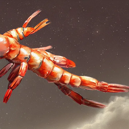 Image similar to ultra realist and ultra intricate detailed soft painting of a shrimp, from the waist up, sci-fi helmet, (symmetry features), sensual gloomy style, volumetric clouds, aquarium background, artstation, unreal render, depth of field