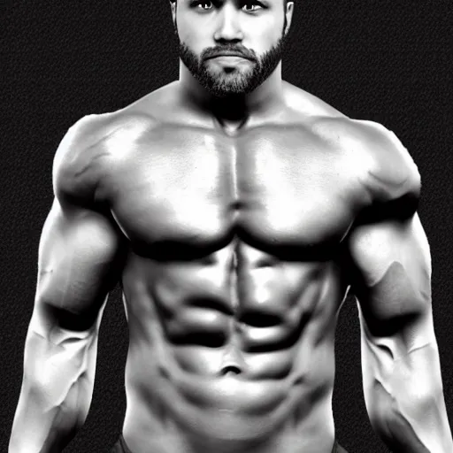 Image similar to Minecraft Steve is a jacked muscle builder gigachad, grayscale photography