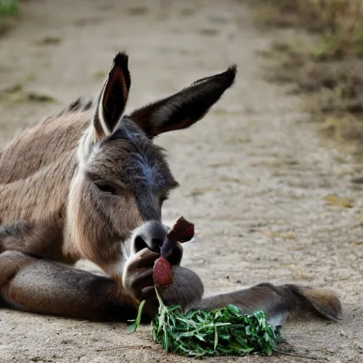Image similar to donkey eating fig