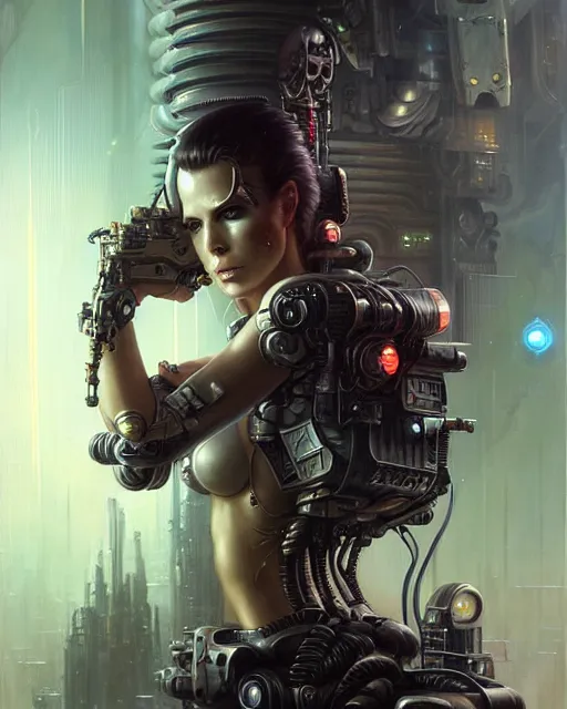 Image similar to kake beckinsale as a cyborg fantasy character portrait, ultra realistic, wide angle, intricate details, blade runner artifacts, highly detailed by peter mohrbacher, boris vallejo, hajime sorayama aaron horkey, gaston bussiere, craig mullins