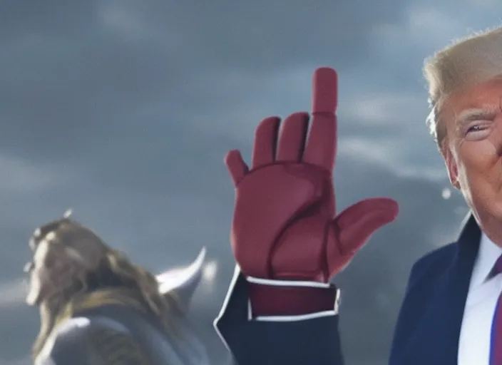 Image similar to cinematic still, donald trump as thor, avengers endgame ( 2 0 1 9 )