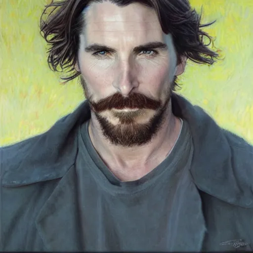 Image similar to full face profile view of Christian Bale by Donato Giancola