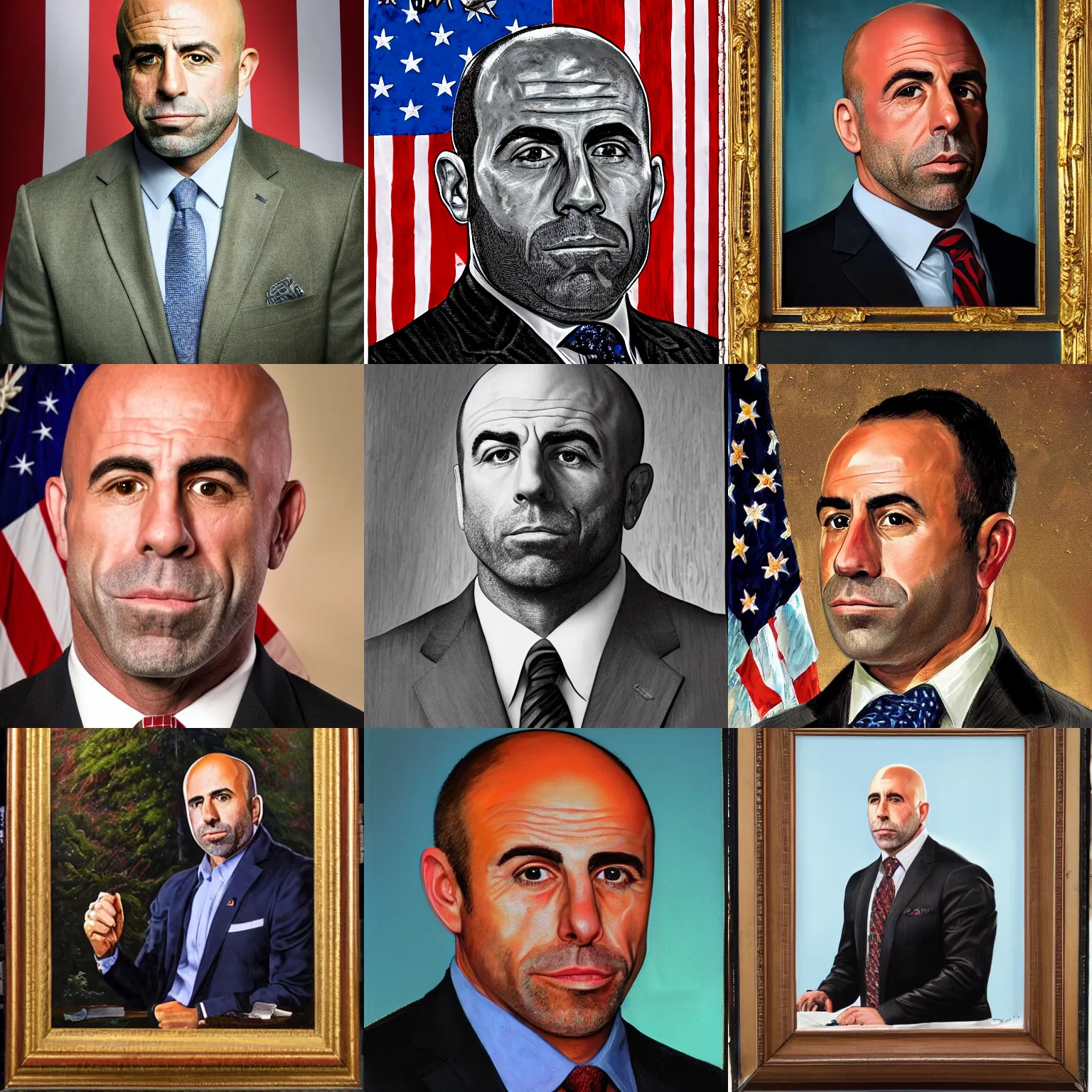 Prompt: official presidential portrait of joe rogan