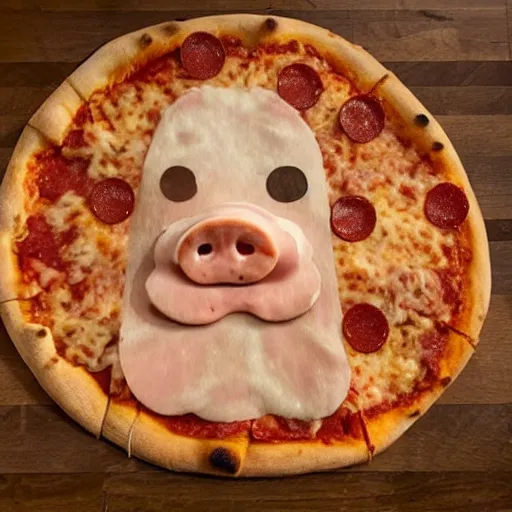 Image similar to a pizza shaped pig