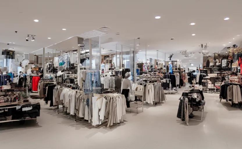 Prompt: retail interior design, clean minimalistic canon ts - e 2 4 mm f / 3. 5 l ii ultra - wide tilt - shift lens