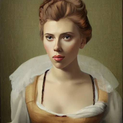 Image similar to portrait of scarlett johansson, 1 8 century painting