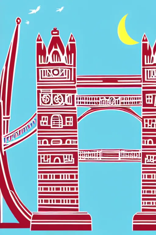 Image similar to minimalist boho style art of colorful london tower bridge, illustration, vector art