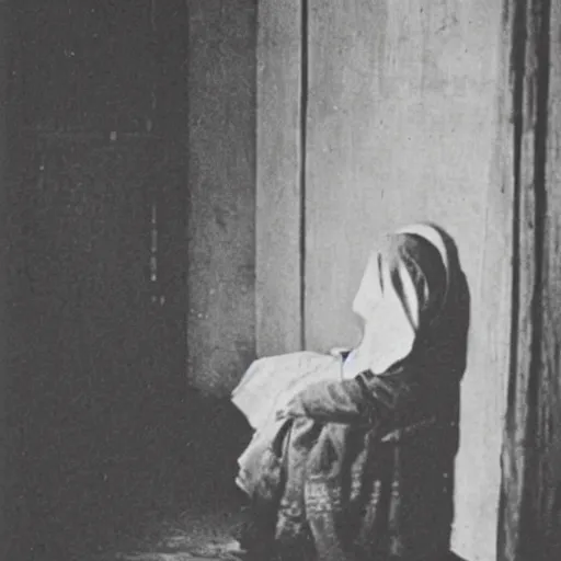 Prompt: ghost in a corner, 1900s picture