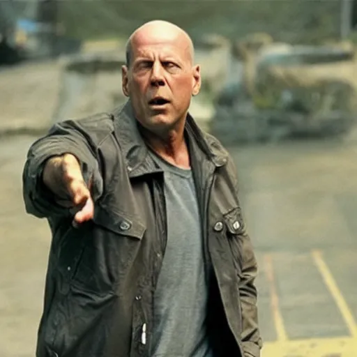 Prompt: Bruce Willis in a Gritty Pokemon Movie