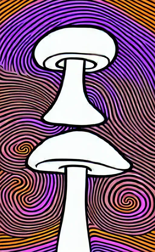 Prompt: psychedelic mushrooms wide angle shot, white background, vector art, illustration by salvador dali