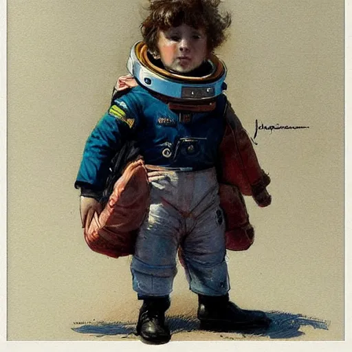 Image similar to (((((portrait of boy dressed as retro space explorer in an actionpose . muted colors.))))) by Jean-Baptiste Monge !!!!!!!!!!!!!!!!!!!!!!!!!!!