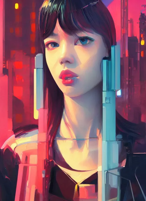 Prompt: oil painting, lisa blackpink as an architect, cyberpunk, portrait illustration, pop art, splash painting, art by ilya kuvshinov, greg rutkowski and makoto shinkai, dan mumford, artstation