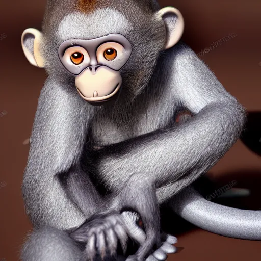 Prompt: photorealistic toy monkey with symbols