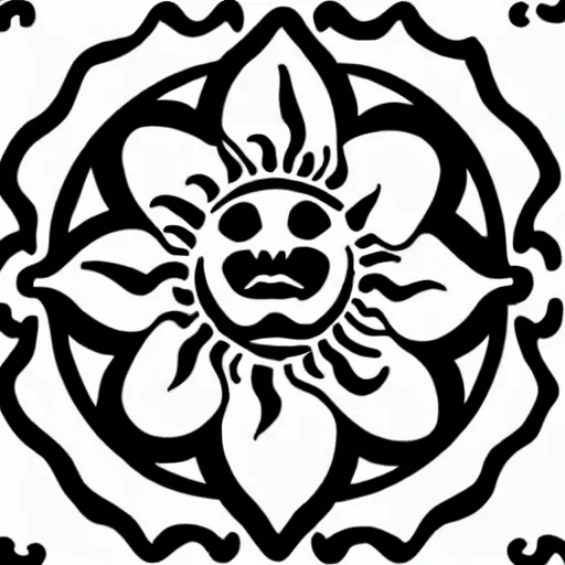 Prompt: an alchemical symbol for the sun, vector art, line art, pen, black and white