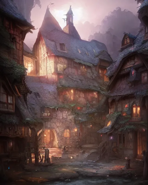 Image similar to twelth century german village 1 1 8 0 by peter mohrbacher and dan mumford and nekro, cgsociety, volumetric light, 3 d render