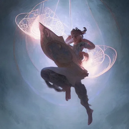 Prompt: an ancient glowing spellbook suspended in mid-air with intricate magic details suspended in air with the pages fluttering gently, glowing gas, intricate, elegant, digital painting, concept art, smooth, sharp focus, illustration, from Metal Gear, by Ruan Jia and Mandy Jurgens and Artgerm and William-Adolphe Bouguereau