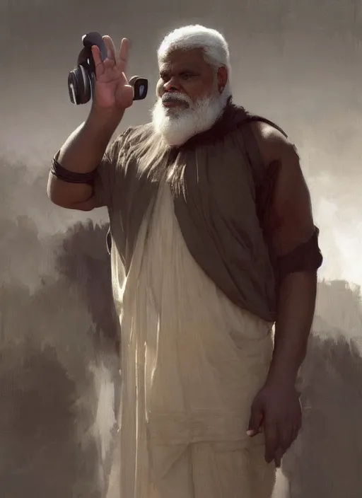 Image similar to Stephen McKinley Henderson as thufir hawat, human computer, VR headset, digital art from artstation by Ruan Jia and Mandy Jurgens and Artgerm and william-adolphe bouguereau