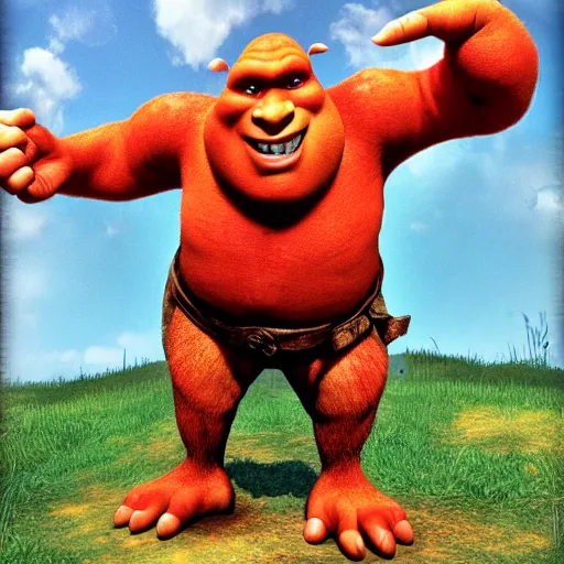 Prompt: Red Shrek