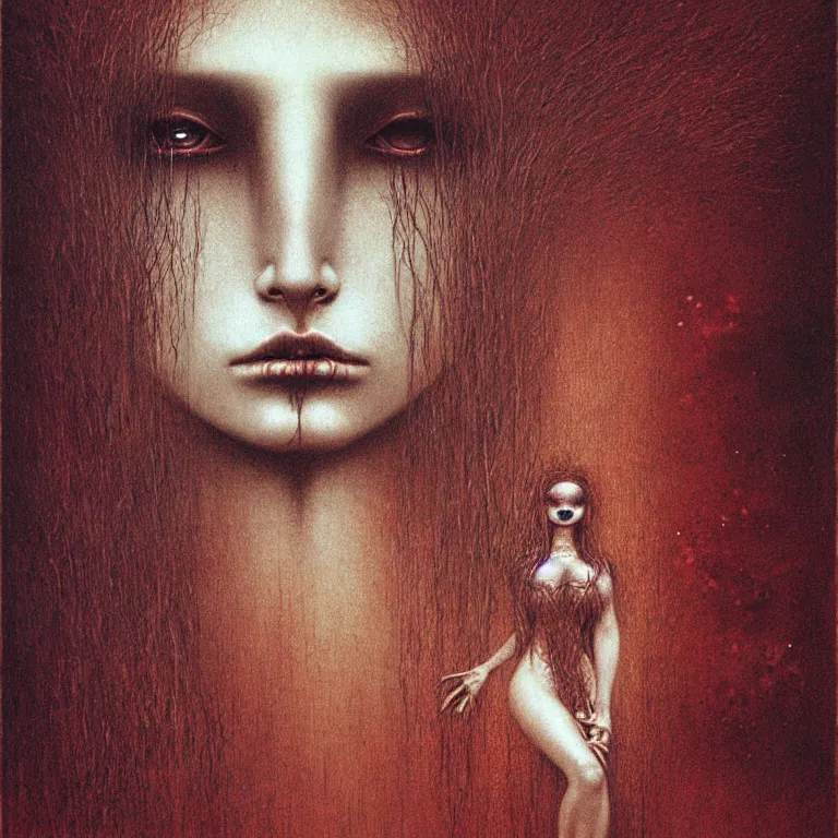 Prompt: portrait of monstergirl by Beksinski, Luis Royo