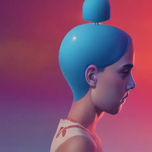 Prompt: A stunning profile of a symmetrical girl Simon Stalenhag, Trending on Artstation, 8K