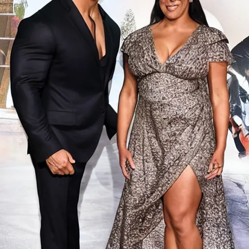 Image similar to dwayne johnson wearing a dress, wearing a dress