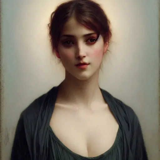 Image similar to portrait of a young woman, by bouguereau, tom bagshaw, wlop