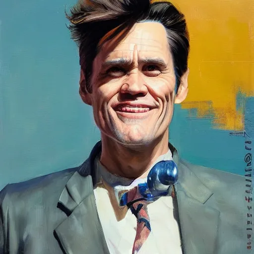 Image similar to greg manchess portrait painting of jim carrey as doctor eggman, medium shot, asymmetrical, profile picture, organic painting, sunny day, matte painting, bold shapes, hard edges, street art, trending on artstation, by huang guangjian and gil elvgren and sachin teng