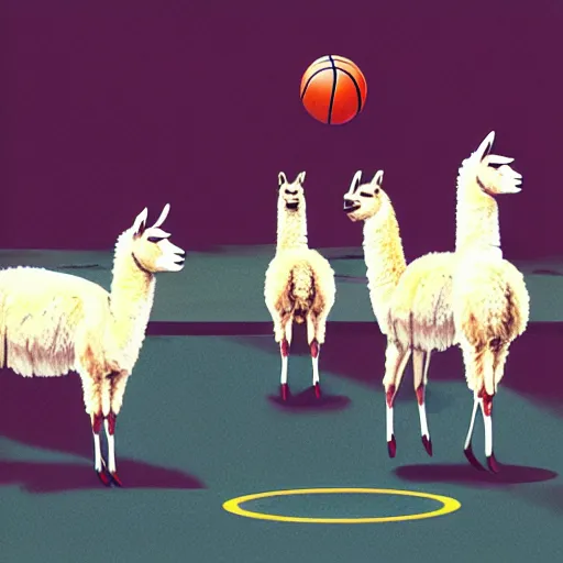 Image similar to picture of llamas playing basketball, photoshop, digital art, photorealistic