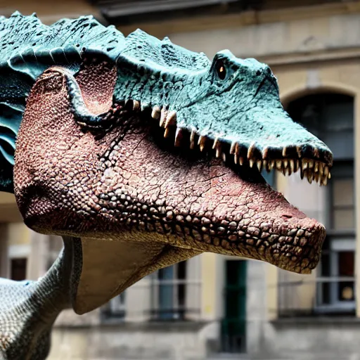 Prompt: a detailed photo of a dinosaur in Poitiers