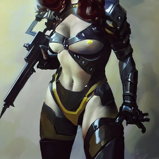 Prompt: greg manchess portrait painting of armored punisher ivy as overwatch character, medium shot, asymmetrical, profile picture, organic painting, sunny day, matte painting, bold shapes, hard edges, street art, trending on artstation, by huang guangjian and gil elvgren and sachin teng