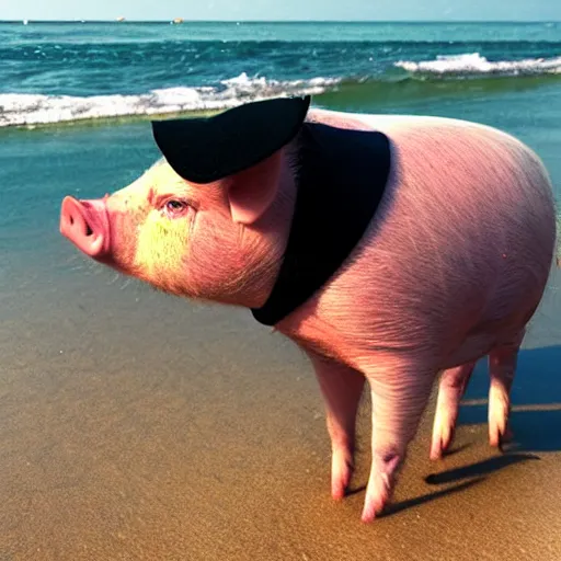 Image similar to pig on a beach