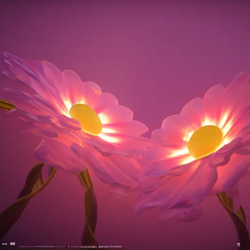 Image similar to Luminescent flower blooming at twilight, cgsociety, r /art, trending on artstation, artstationHD, octane render, highly detailed, vray, volumetric lighting, unreal engine, cinema 4d