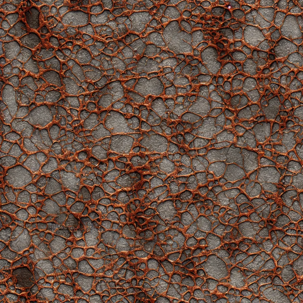 Prompt: seamless tileable texture of damaged rusted metal, realistic, very detailed, beautiful, corrosive damage, intricate details, sharp focus, substance designer, substance render, substance painter, marmoset, unreal engine, octane render