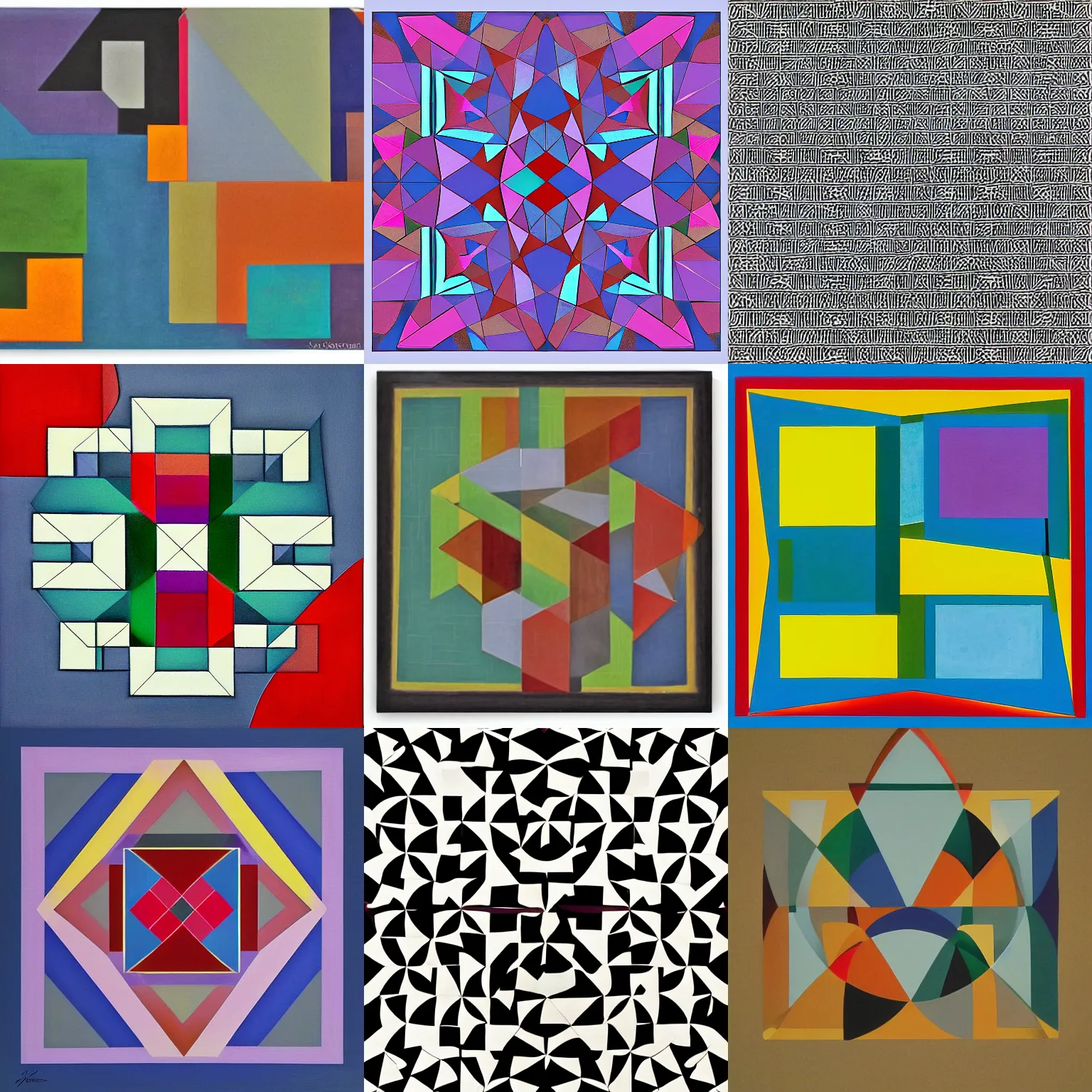 Prompt: Composition Geometrique by Joan Hill