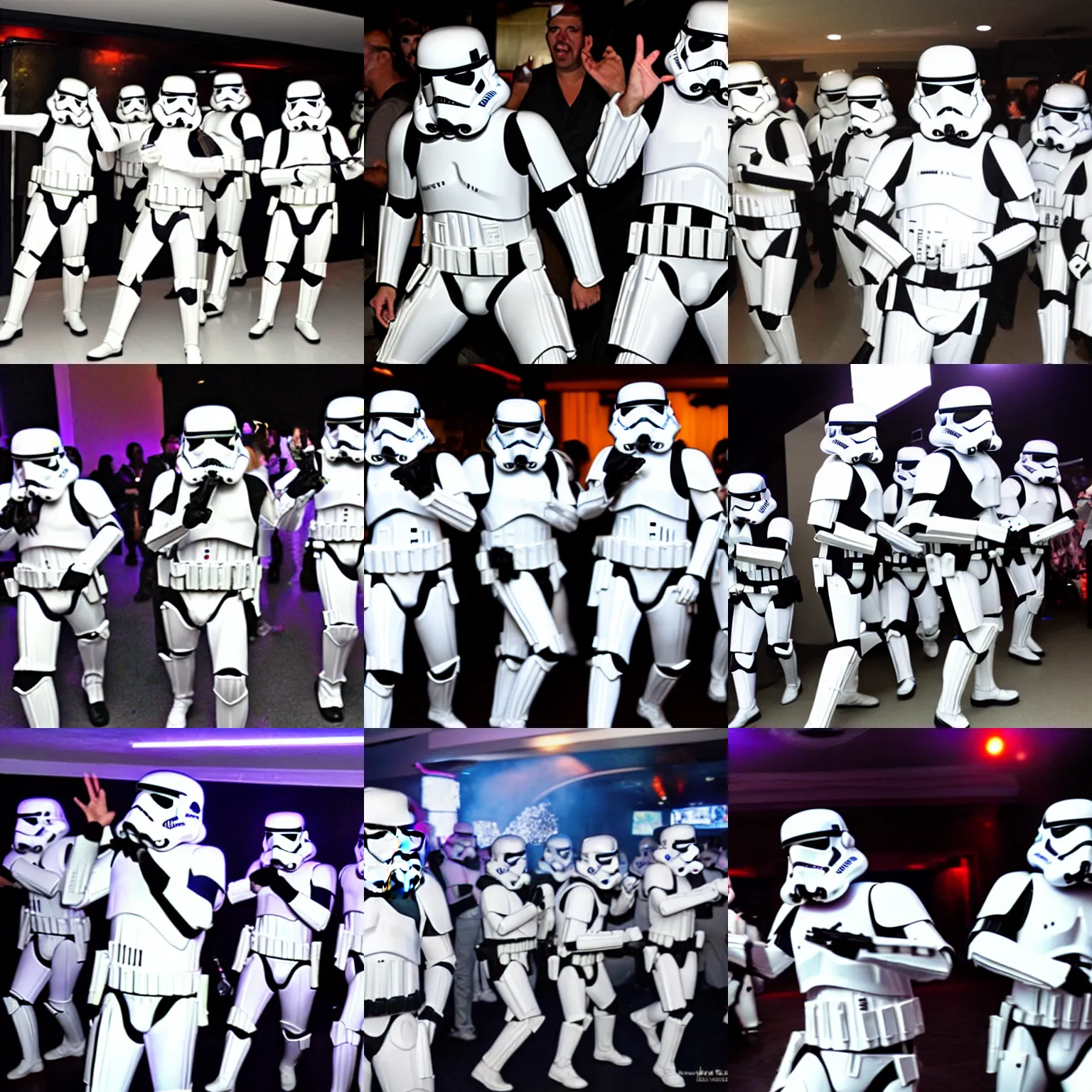 Prompt: storm troopers dancing like crazy in the club