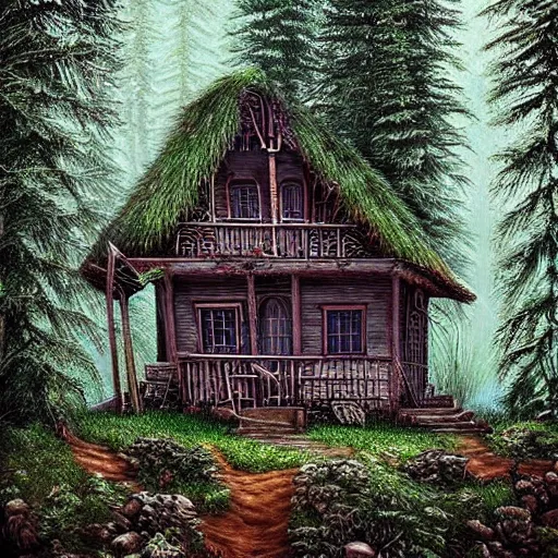 Prompt: Very very very very detailed, very very very very realistic image of very very very detailed house in the forest , by very very very very talented artist in very very very very aesthetic photorealism style