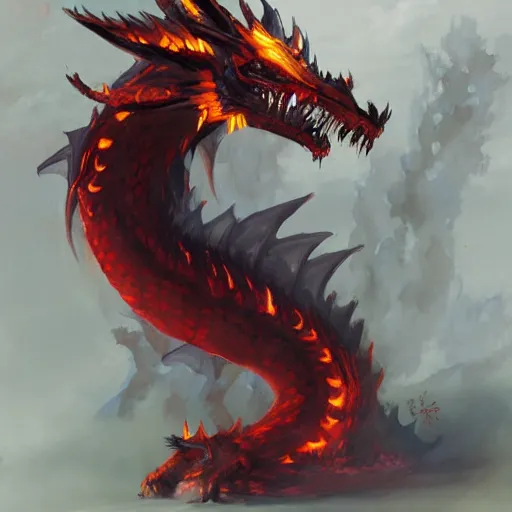 Prompt: a fire dragon by bayard wu,