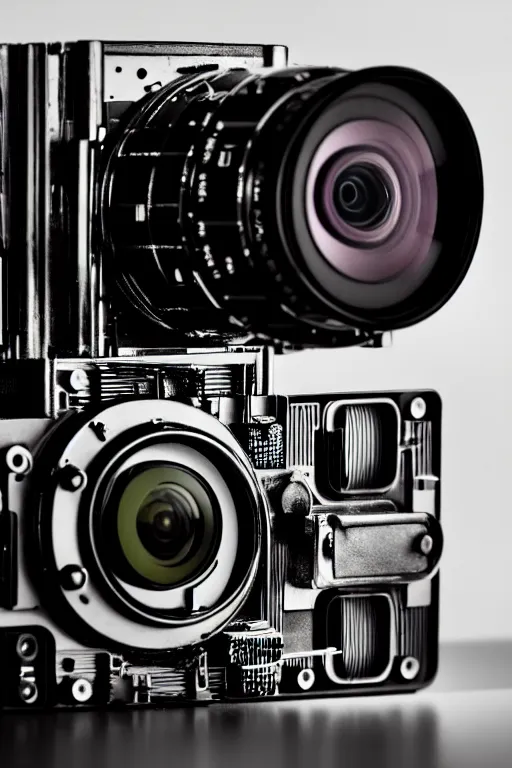 Image similar to The most complex looking opened camera like machine ever made, internals revealed photo taken by someone who doesn't know how to use a camera by Annie Lebovitz and Steve McCurry Ultra detailed, hyper realistic, 4k